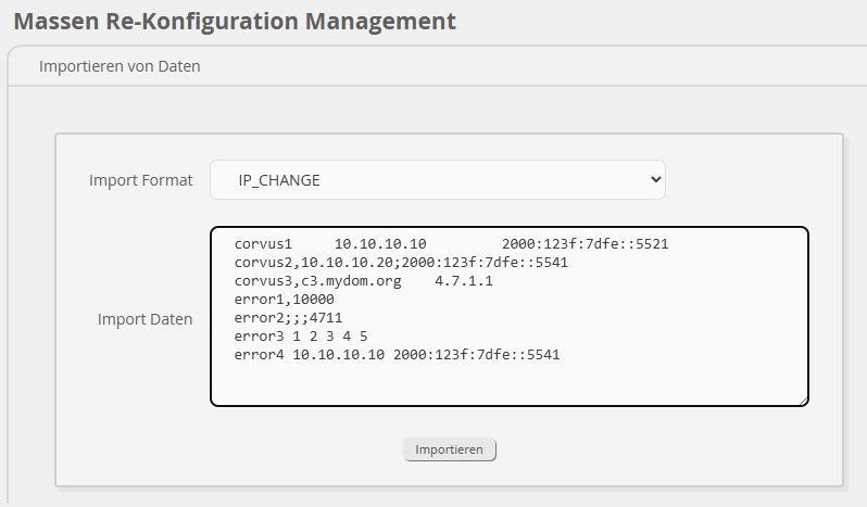 Beispiel eines Imports