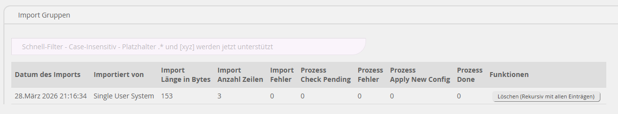 Beispiel der Import-Gruppe