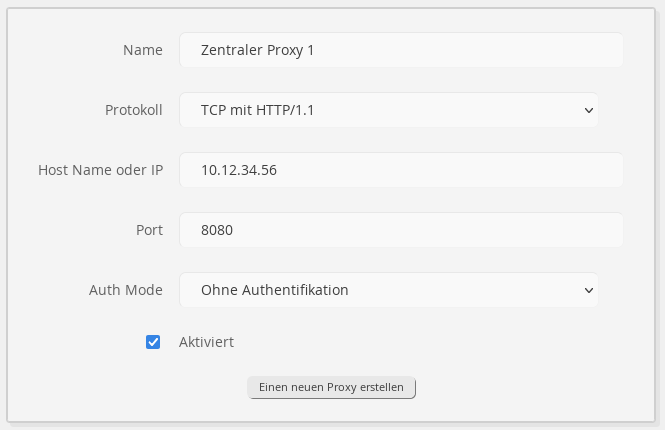 Neuen Proxy definieren